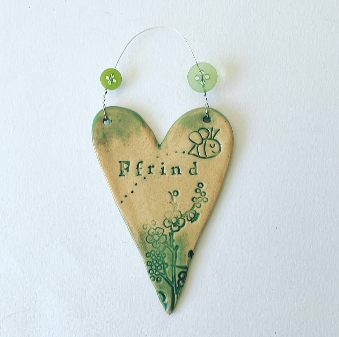 Ffrind Ceramic Hanging Heart - Made in Wales