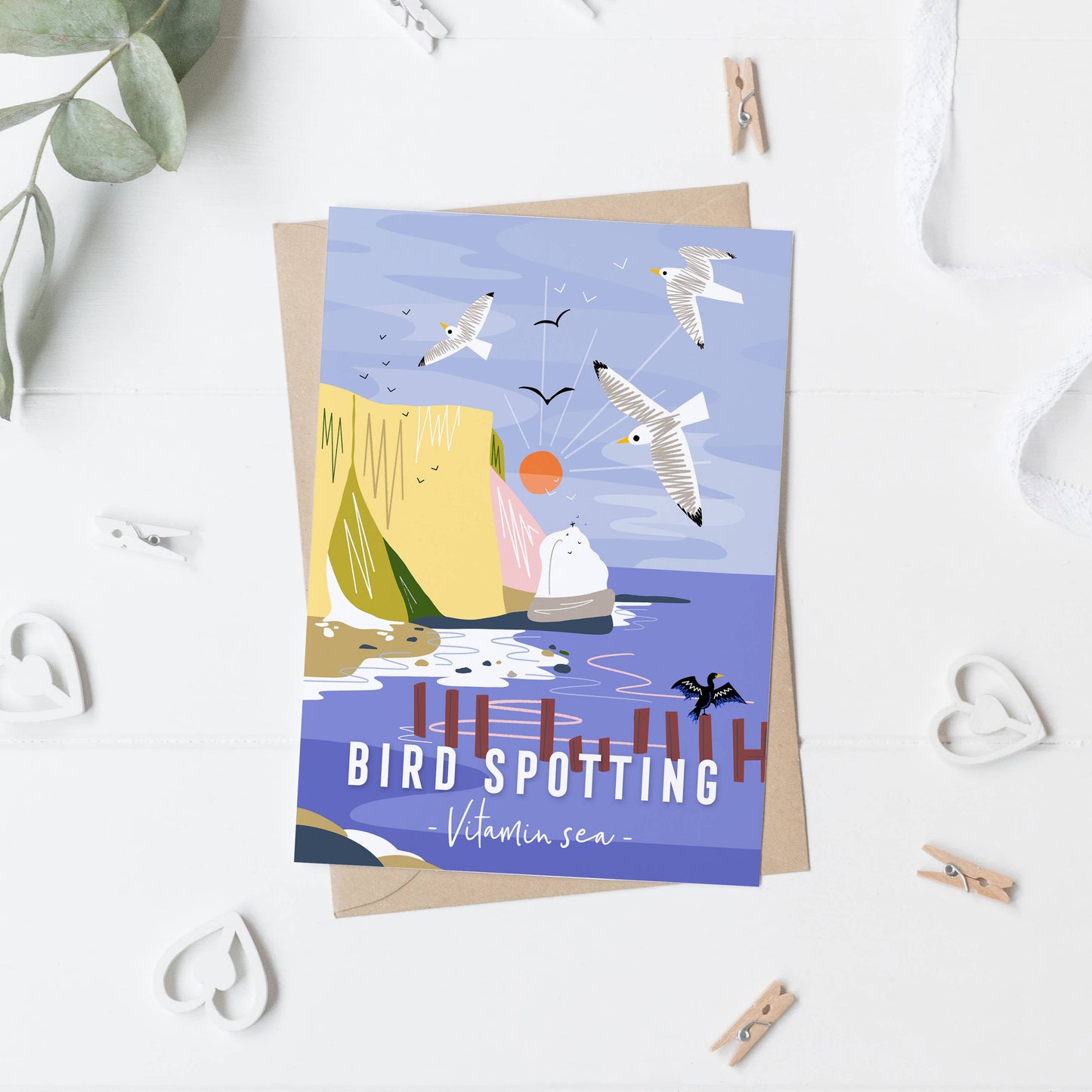 Onneke - Bird spotting Coastal greeting card seaside card vitamin sea