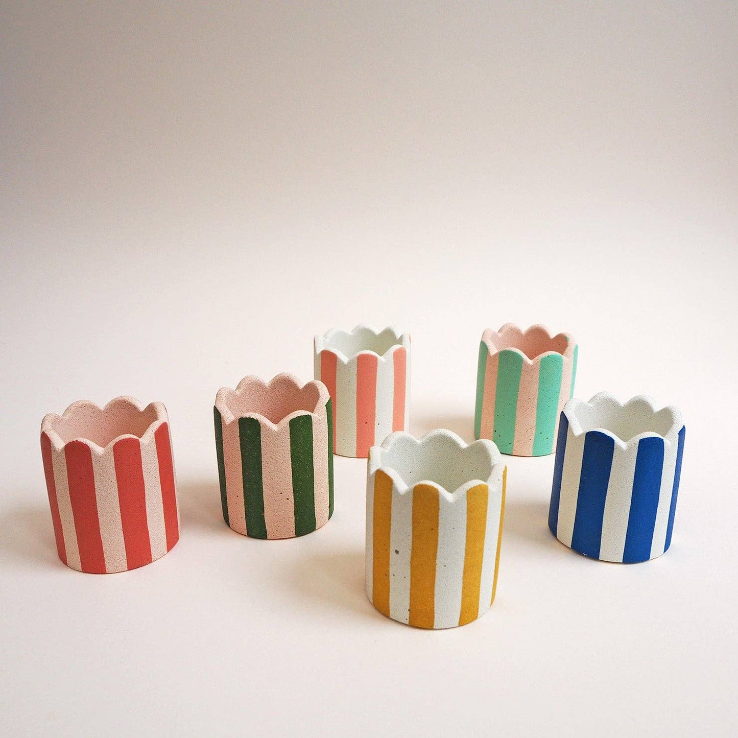 Hello Marilu Mini Scalloped Stripy Pot