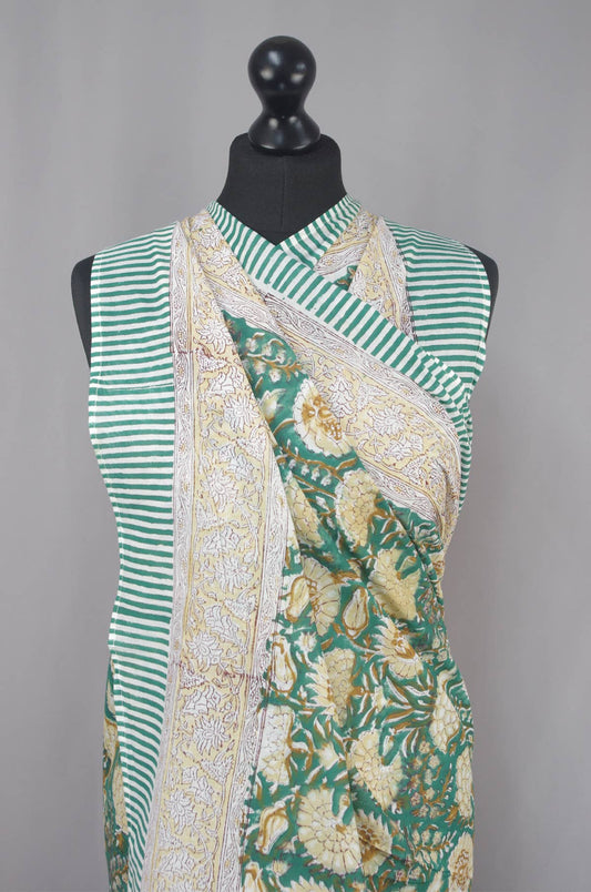 Kantha Decor - Beach  Coverup Sarong Pareo -Green