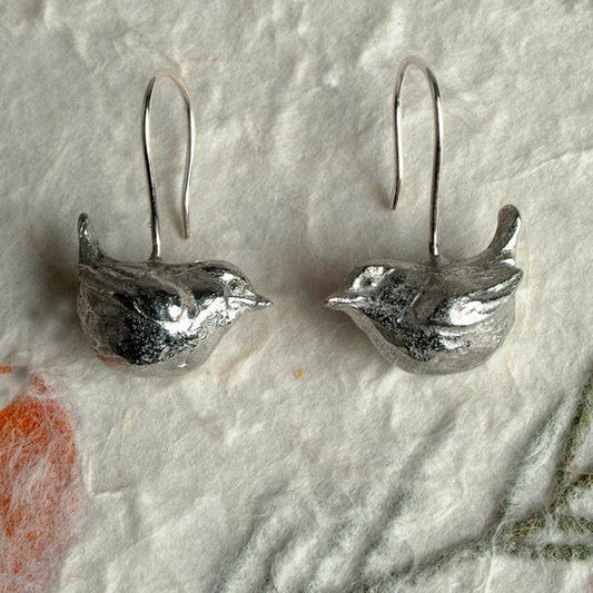 Glover & Smith - Wren Drop Earrings English Pewter Bird Jewellery