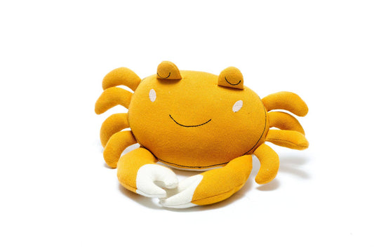Best Years Ltd - Crab Soft Toy, Knitted Tactile Organic Cotton in Mustard