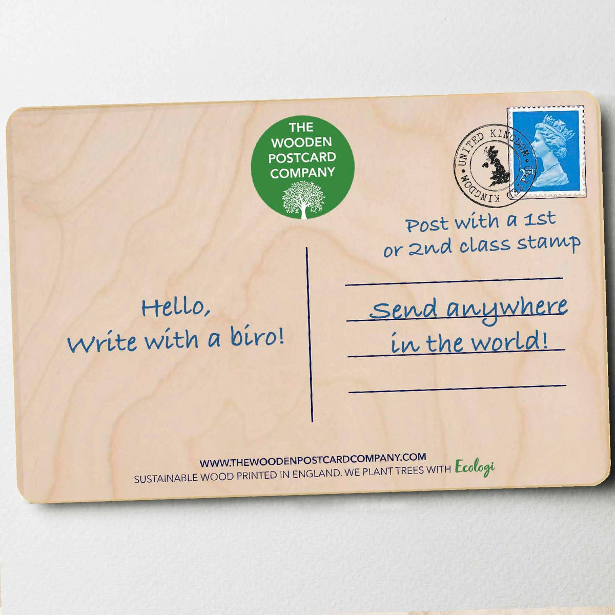 The Wooden Postcard Company - Wales - Eco-friendly postcard