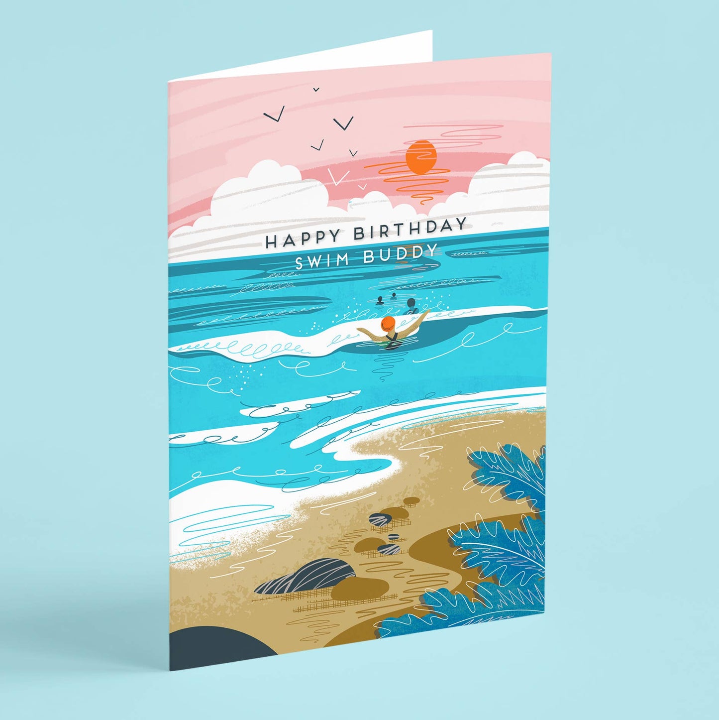 Onneke - Happy birthday swim buddy card wild swimming card