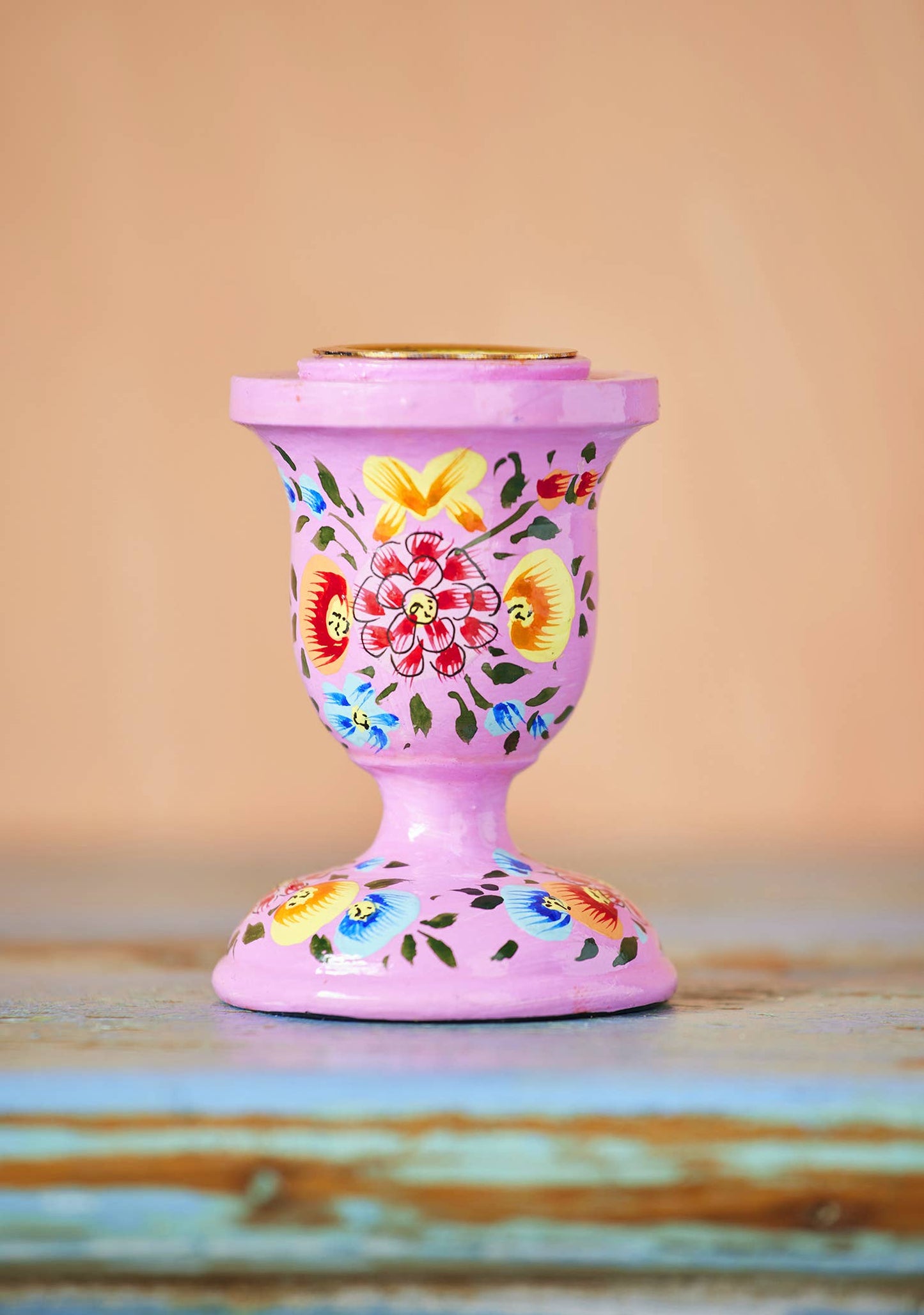 Namaste - Hand Painted Kashmiri Candlestick