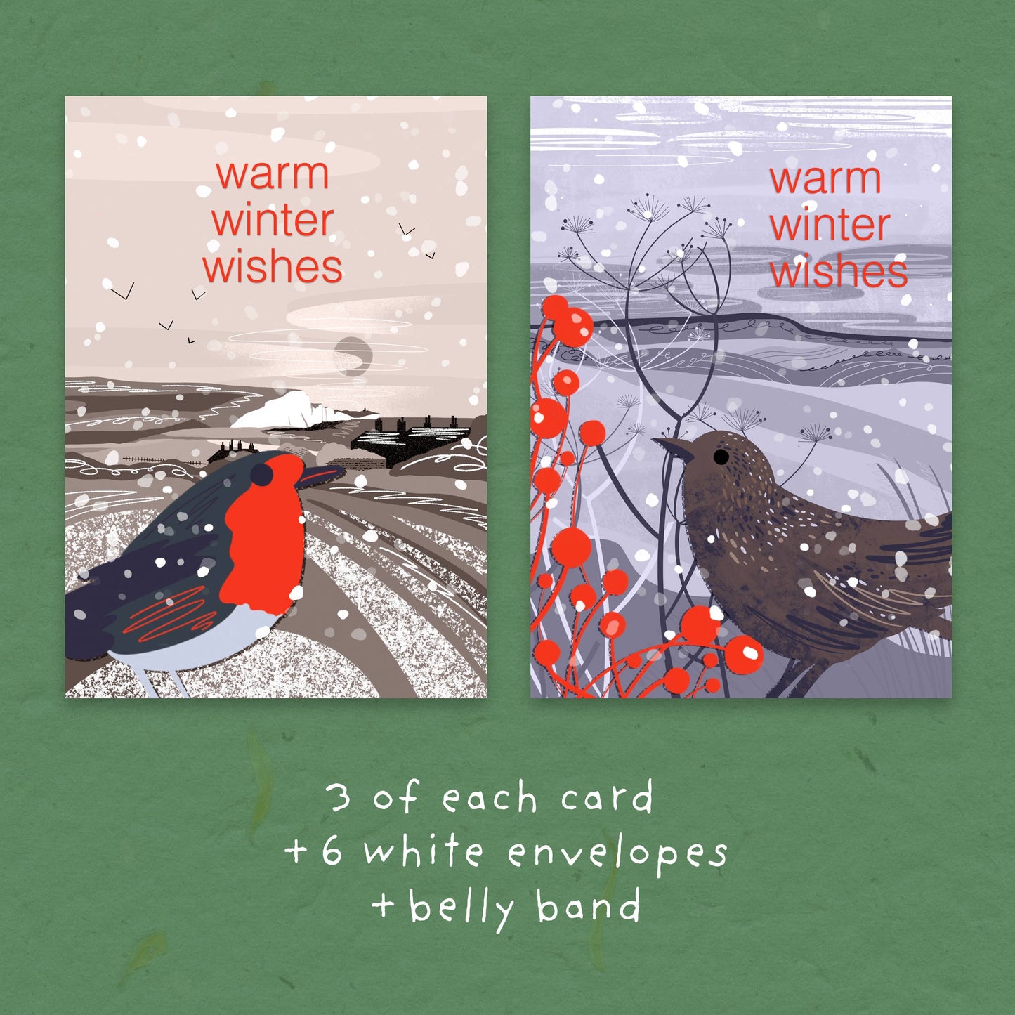 Warm Winter Wishes | Pack of 6 Christmas Cards