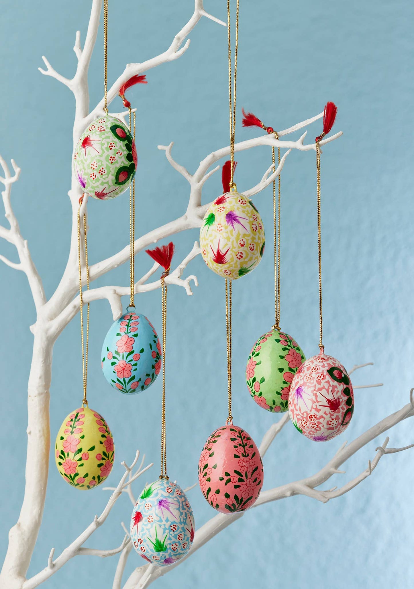 Namaste - Kashmiri Flower Handpainted Easter Egg Hanging Decoration