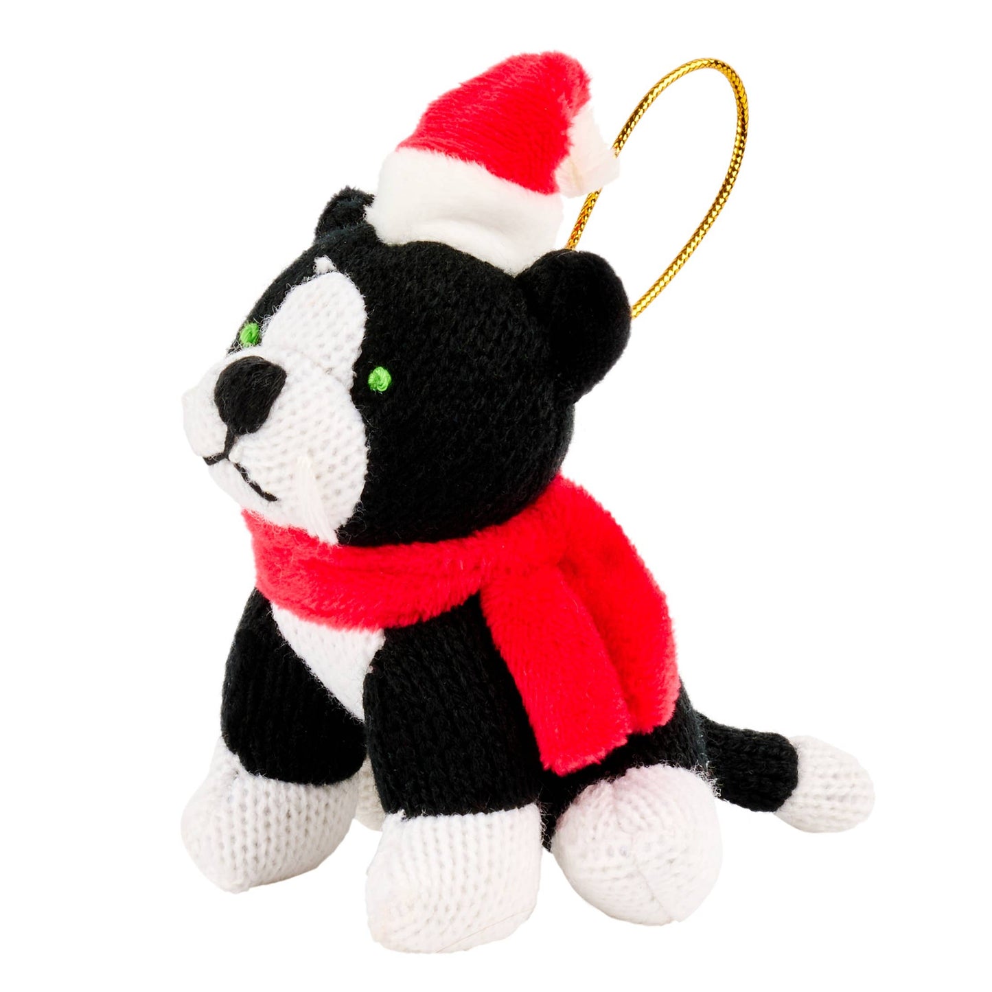 Black Cat Christmas Decoration, Knitted Cat Hanging Decor