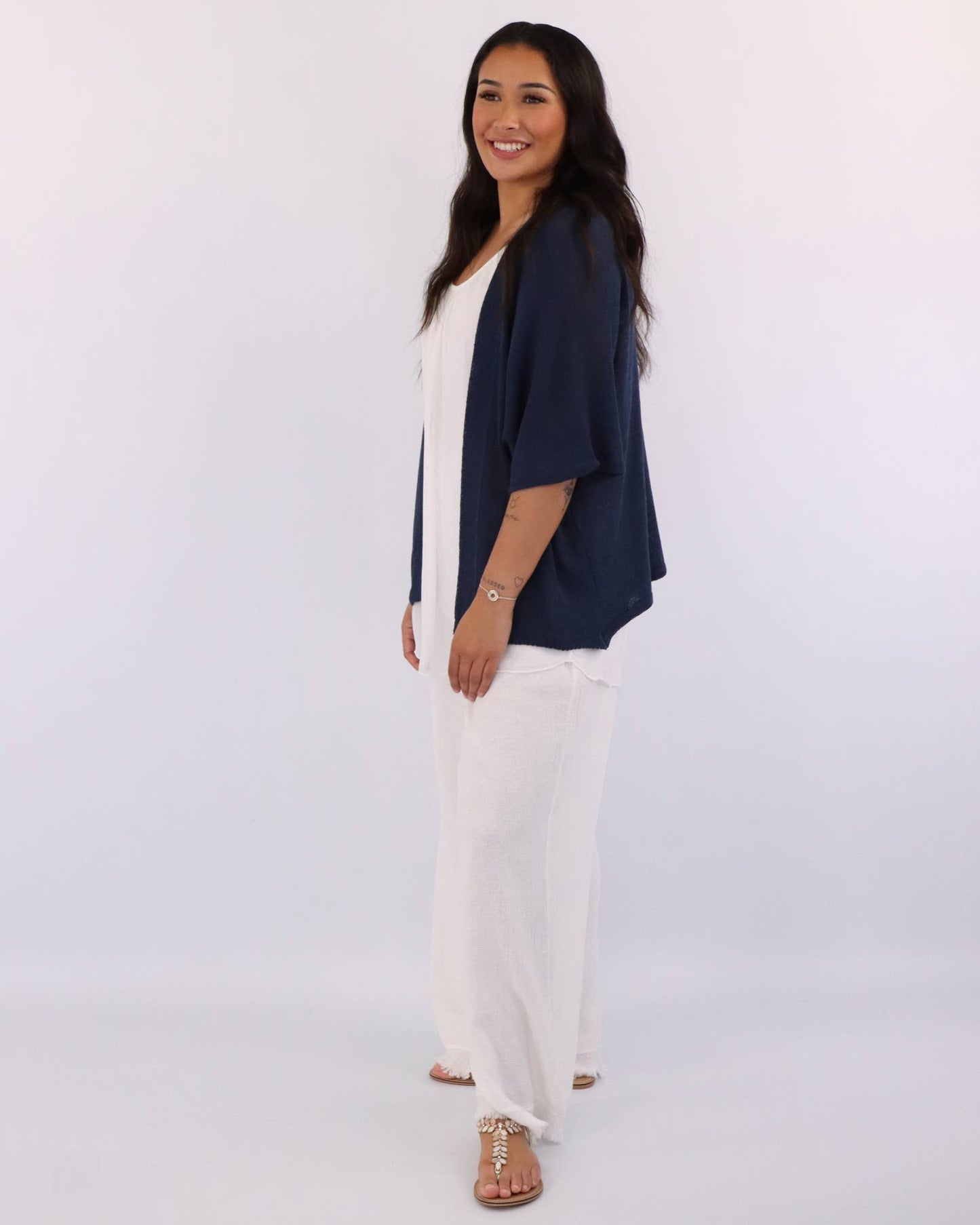 Cadenza Italy Ltd - Cotton Blend Short Kimono