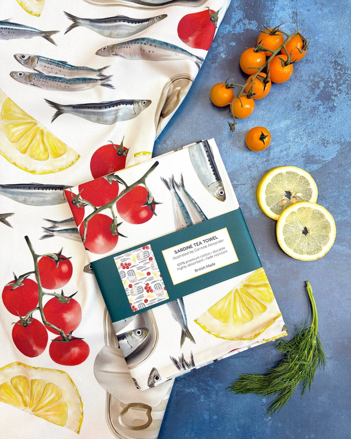 Sardine Tea Towel - British - 100% Cotton - Seaside