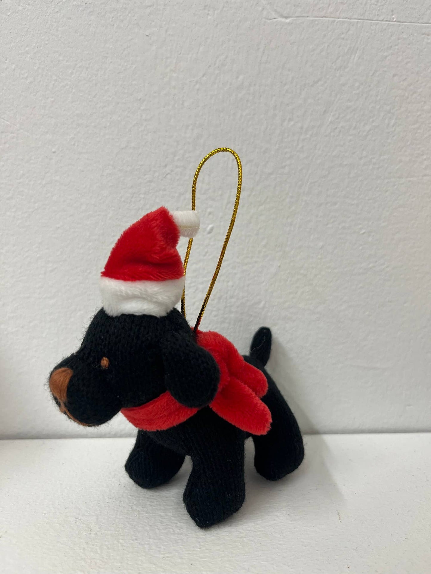 Black Dog Christmas Decoration, Knitted Dog Hanging Decor