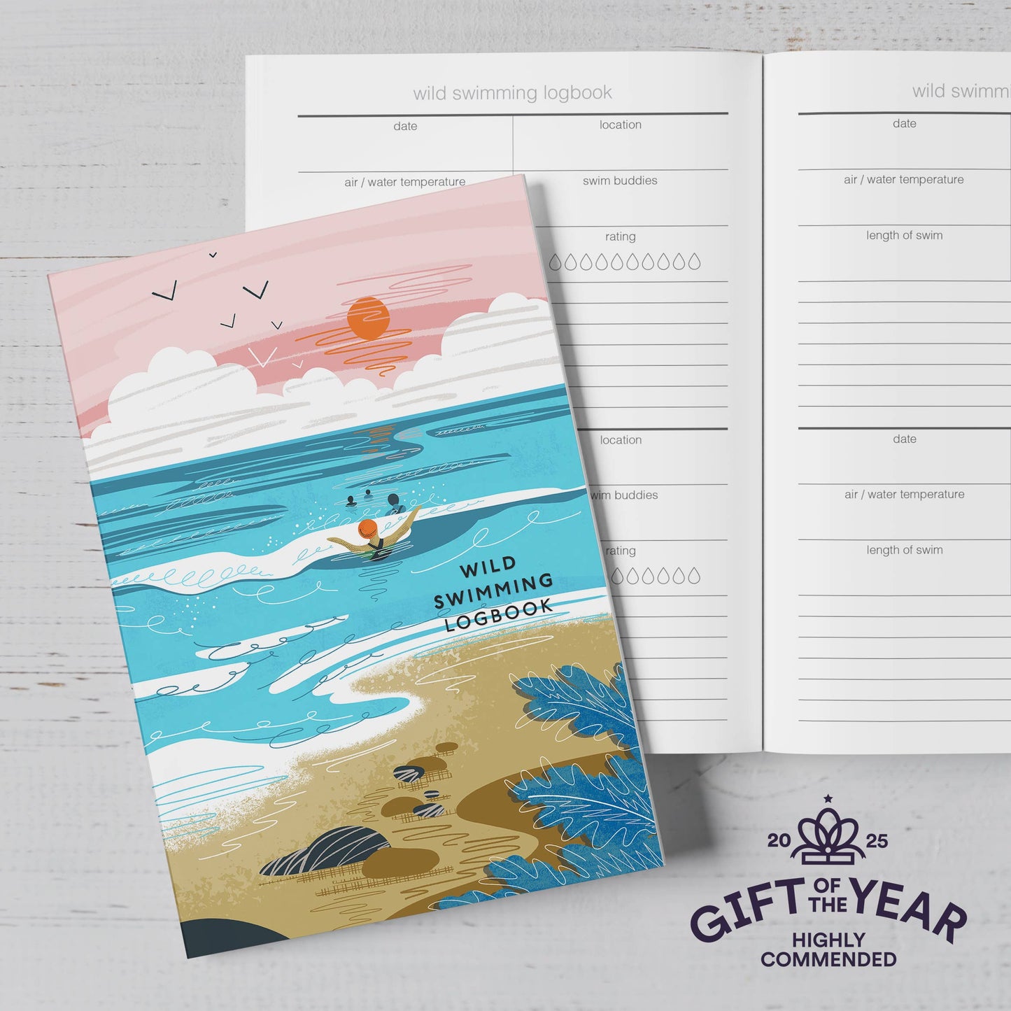 Wild Swimming Logbook Into the Sea - Sea Swimming Notebook
