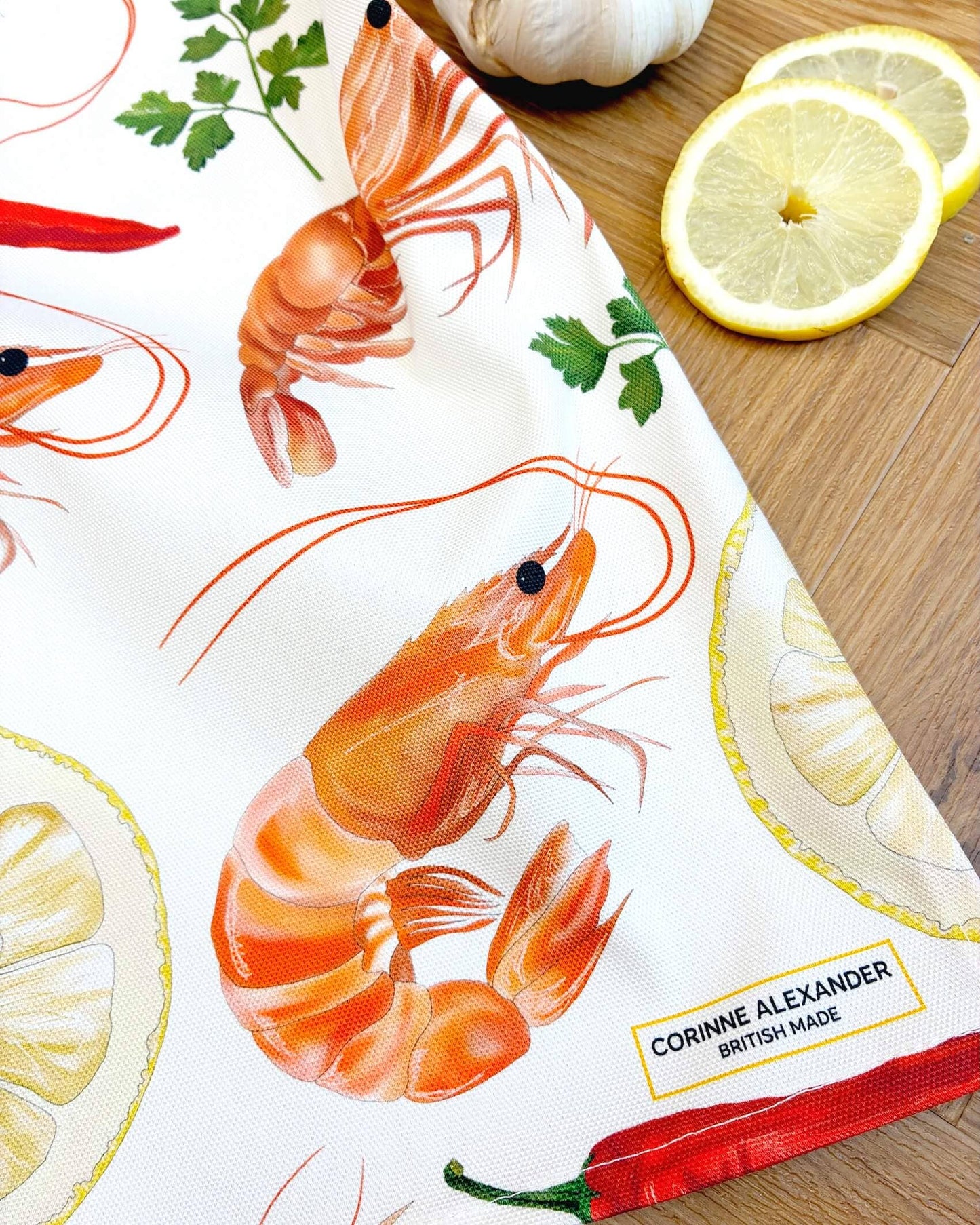 Prawn Tea Towel - British - 100% Cotton - Seaside