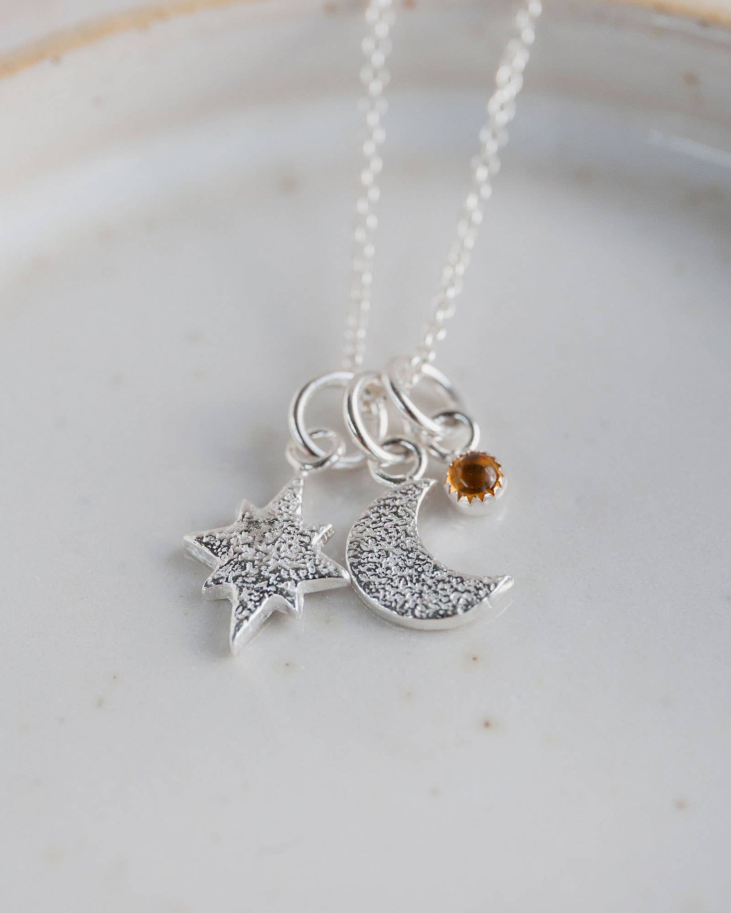 Lucy Kemp - Sterling Silver Star and Moon Gemstone Cluster Pendant