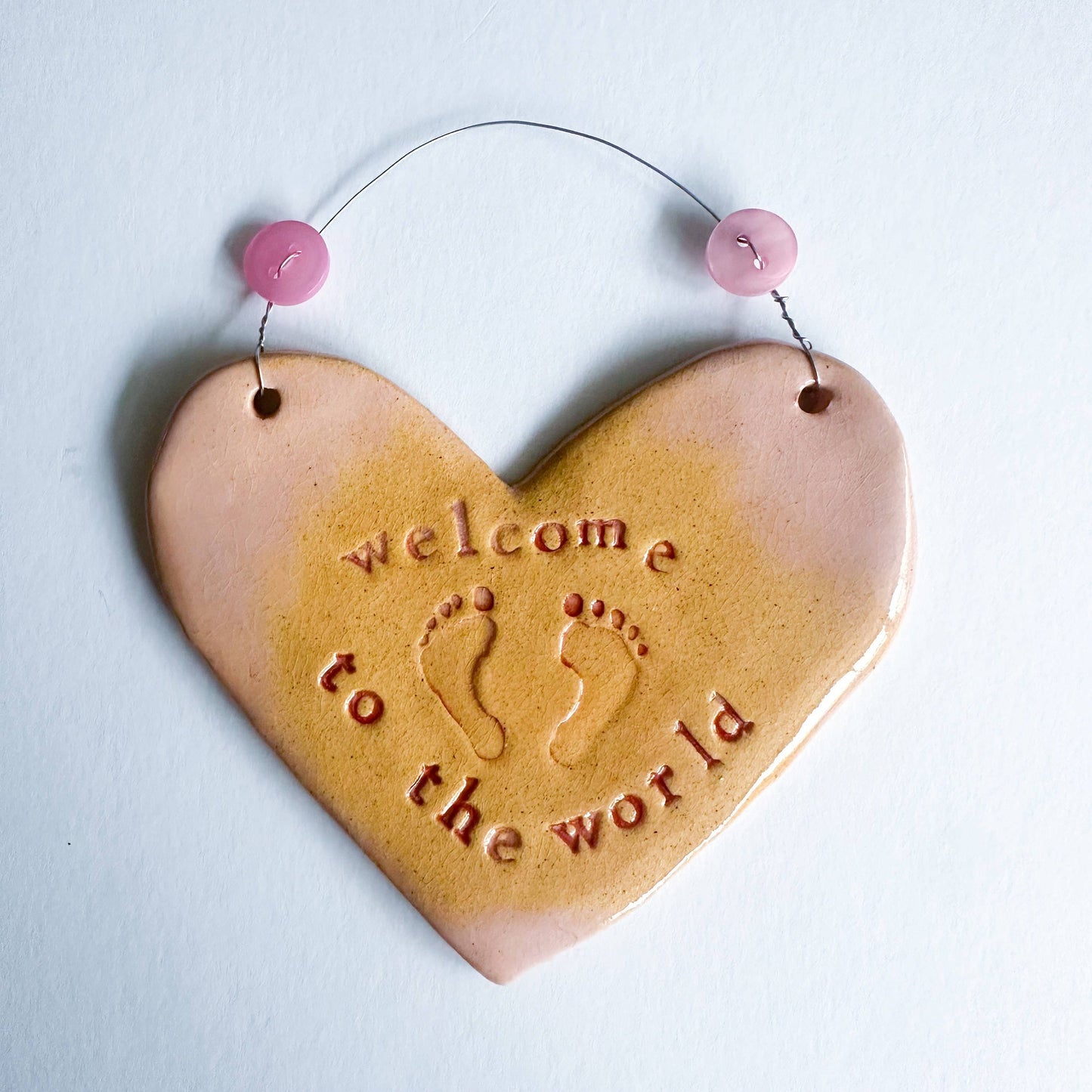 Ceramic Heart New Baby Gift Made in Wales UK