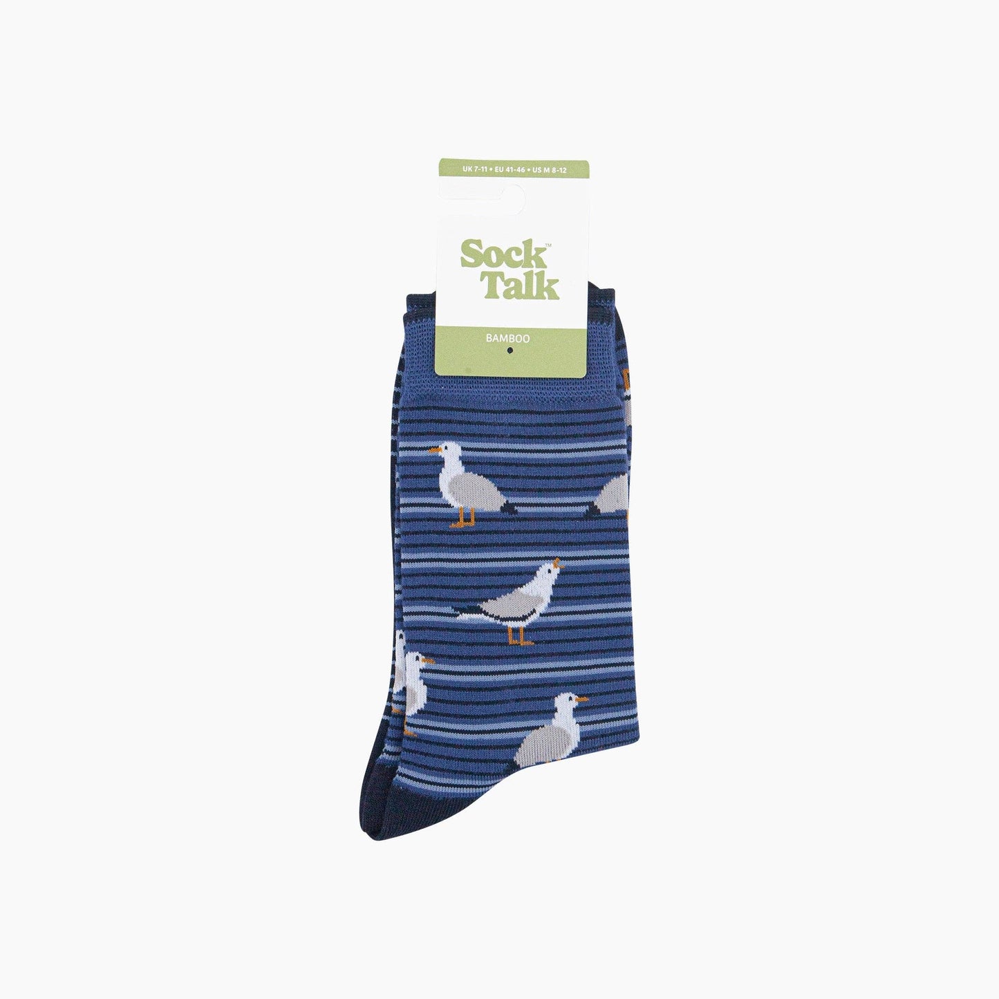Seagull Stripe Men's Bamboo Socks in Denim Blue