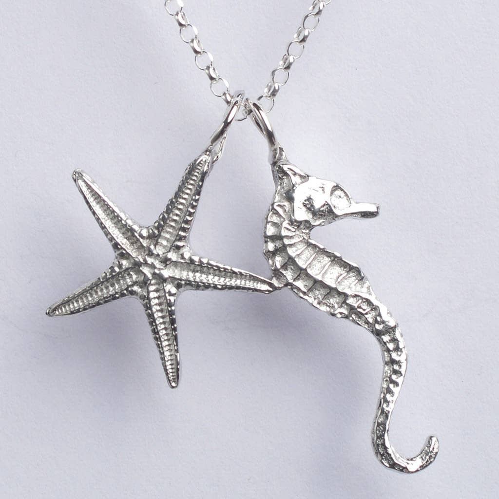 Seahorse and Starfish Necklace, English Pewter Jewellery