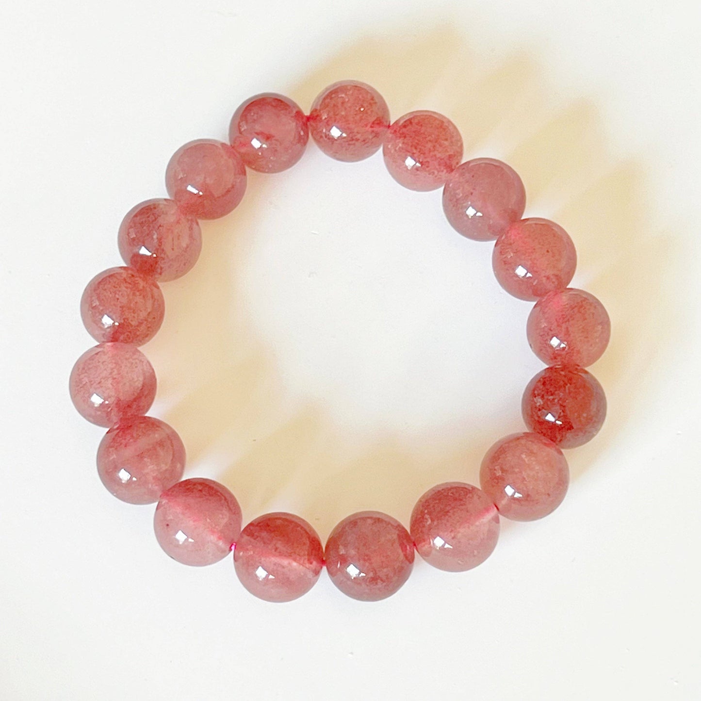 Ninaouity - Heart Chakra Natural Strawberry Quartz Crystal Bracelet