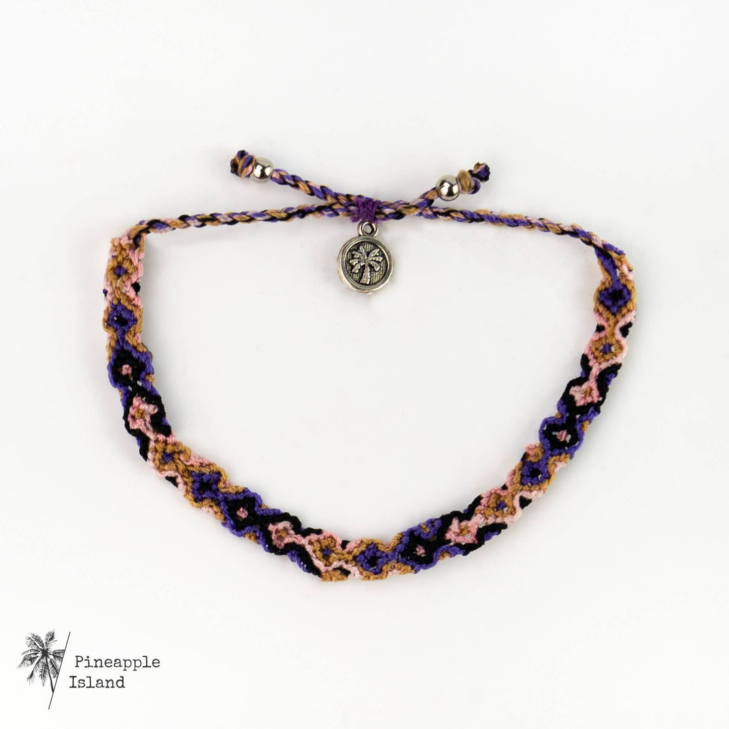 Pineapple Island - Leme Surf Bracelet, Braided Bracelet, by Pineapple Island: Pink & Brown - RIO-113