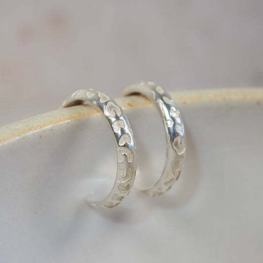 Lucy Kemp - Sterling Silver Light Leopard Print Textured Hoops