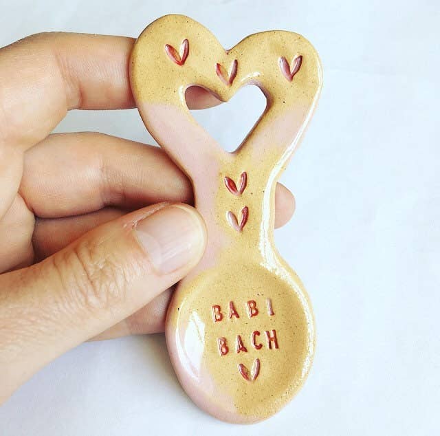 Handmade Ceramic Welsh Love Spoon - Babi Bach Gift