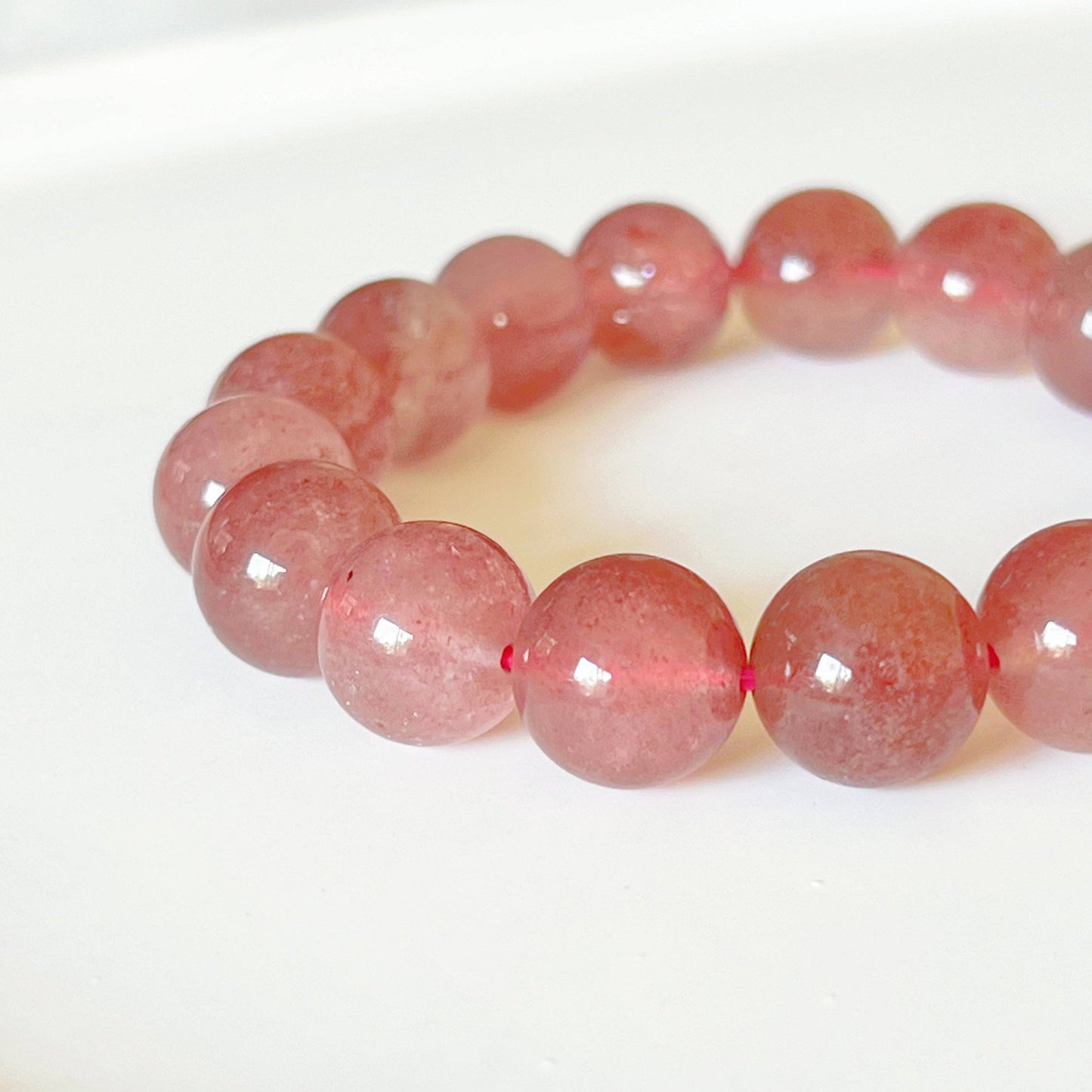 Ninaouity - Heart Chakra Natural Strawberry Quartz Crystal Bracelet