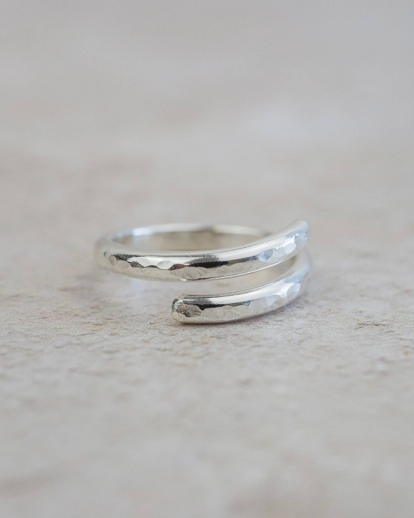 Lucy Kemp Jewellery - Sterling Silver Wrap Around Hammered Thumb Ring