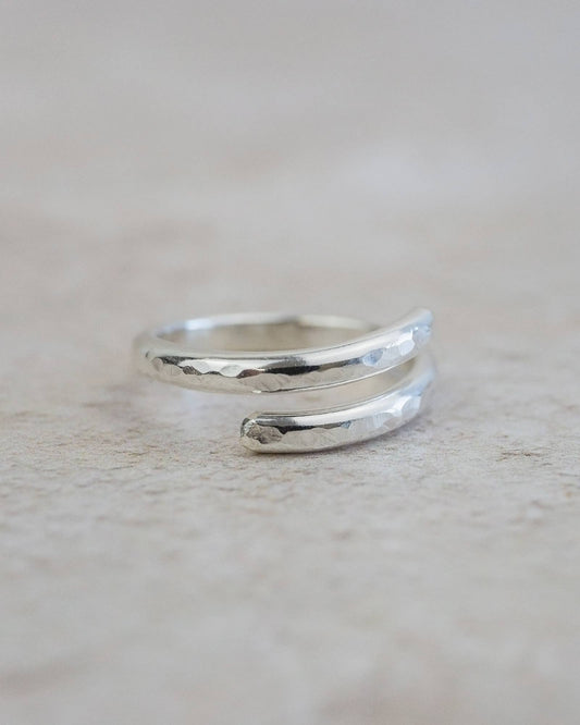 Lucy Kemp Jewellery - Sterling Silver Wrap Around Hammered Thumb Ring