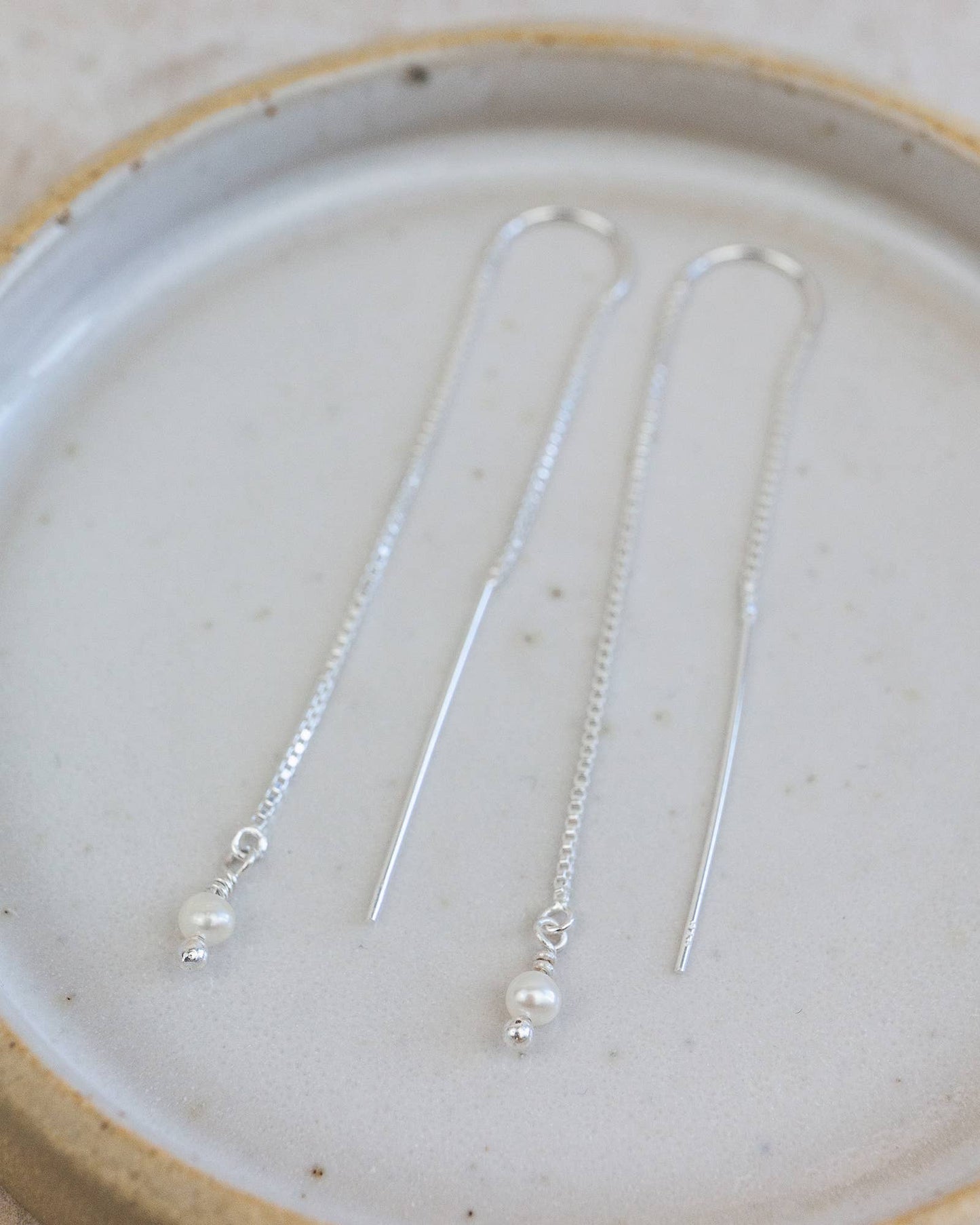 Lucy Kemp Jewellery - Sterling Silver Threader Earrings With Semi Precious Stone