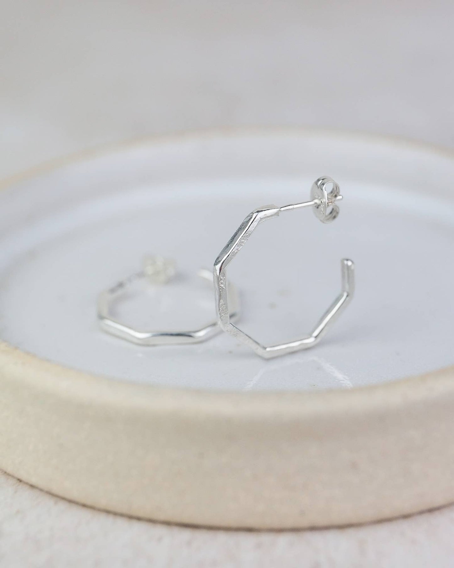 Lucy Kemp Jewellery - Sterling Silver Everyday Octagon Hoops