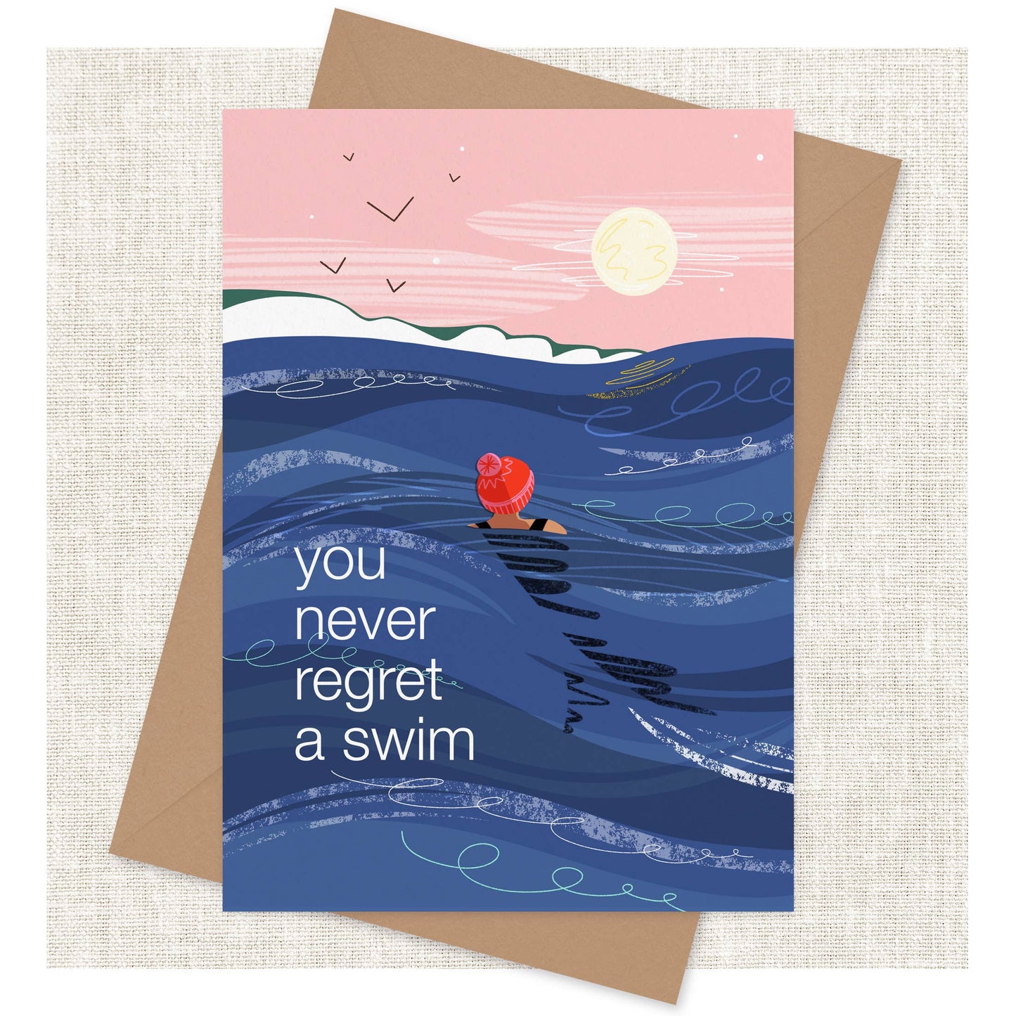 Onneke - Wild swimming card Coastal greeting card sea swimming card