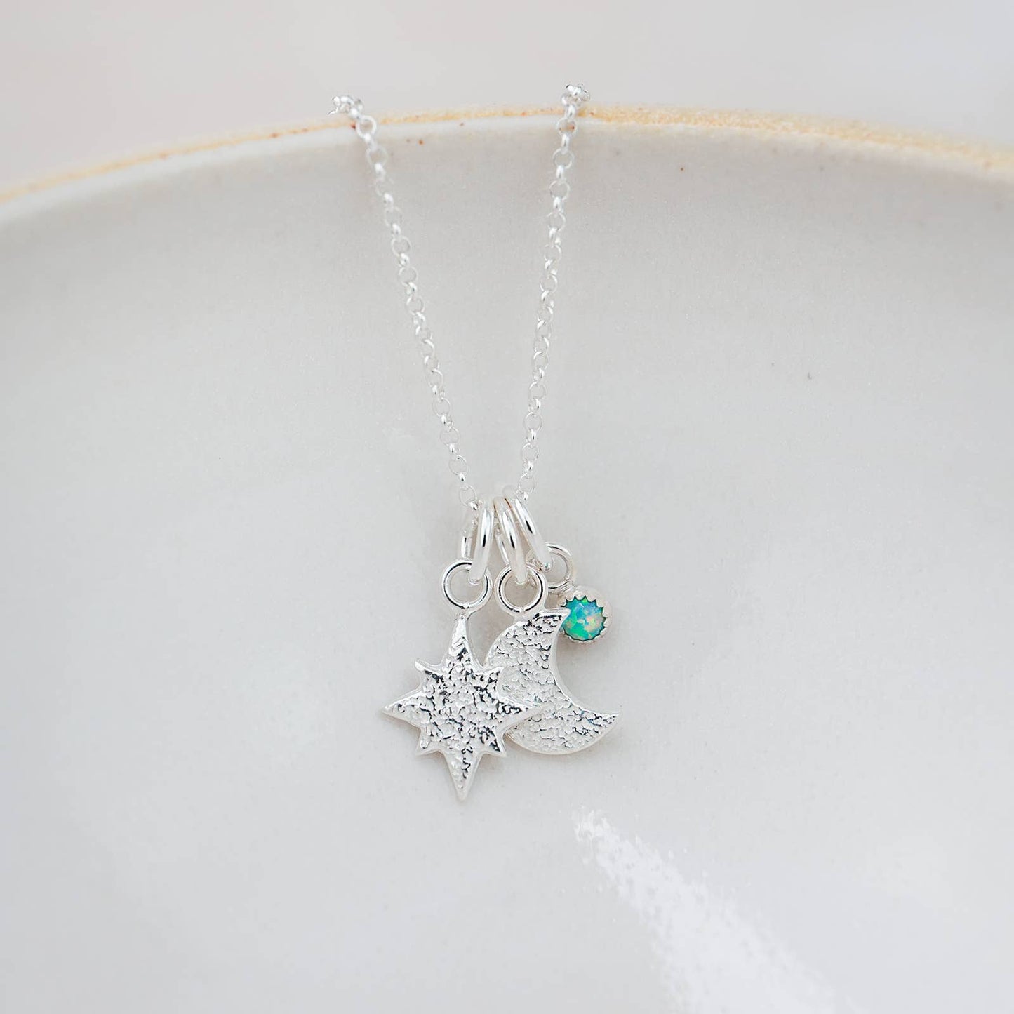 Lucy Kemp - Sterling Silver Star and Moon Gemstone Cluster Pendant