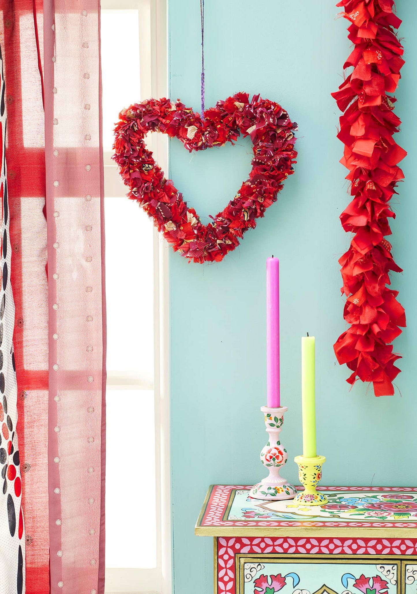 Namaste - Recycled Sari Wreath Red Heart