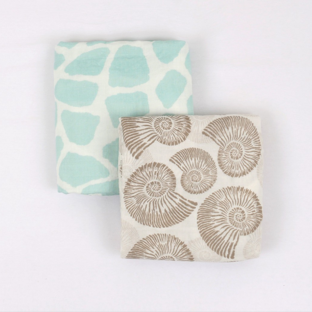 Beach Born Salcombe Ltd - Nautilus shell Extra Large Muslin / Swaddle Blanket