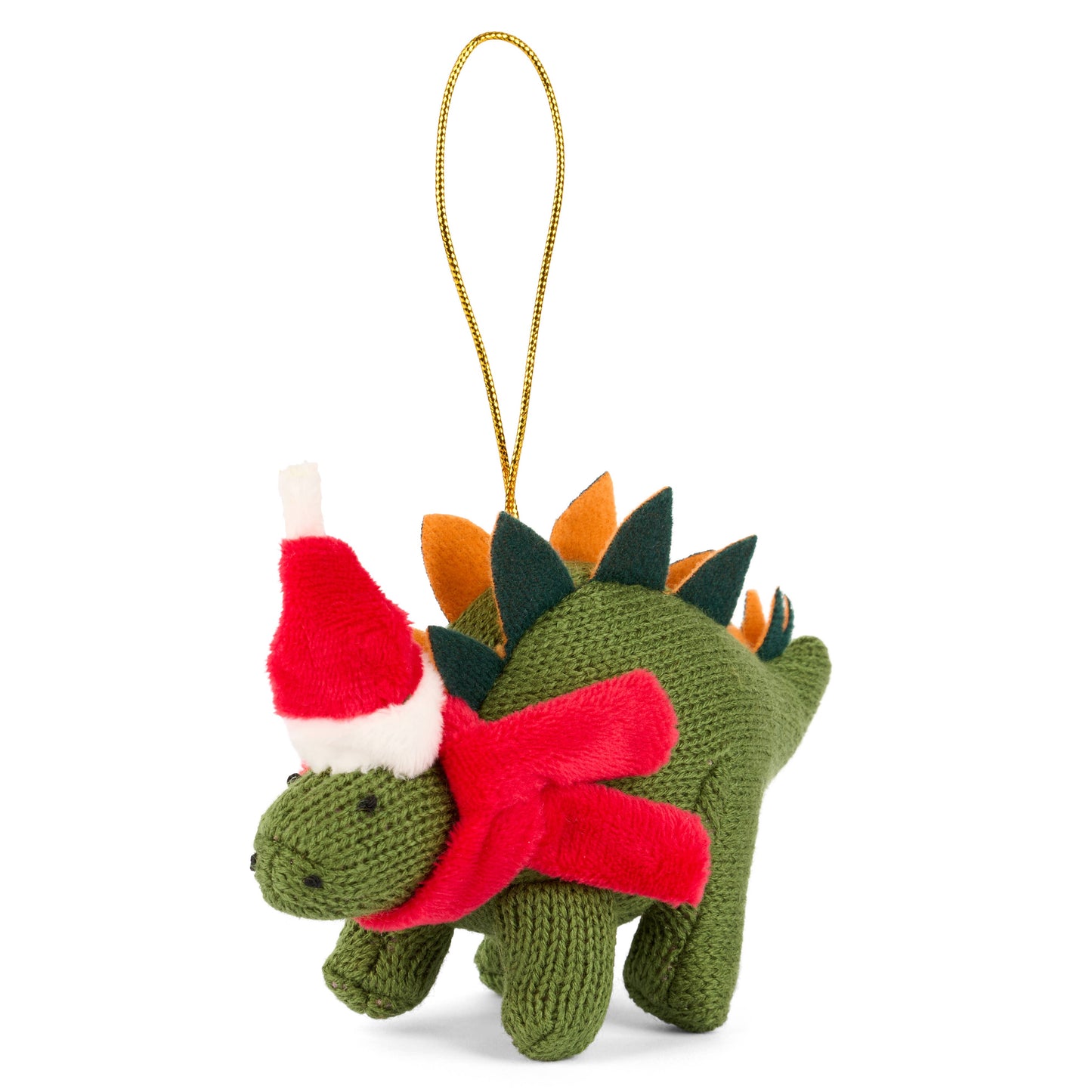 Stegosaurus Dinosaur Xmas decoration, Moss Green Knitted