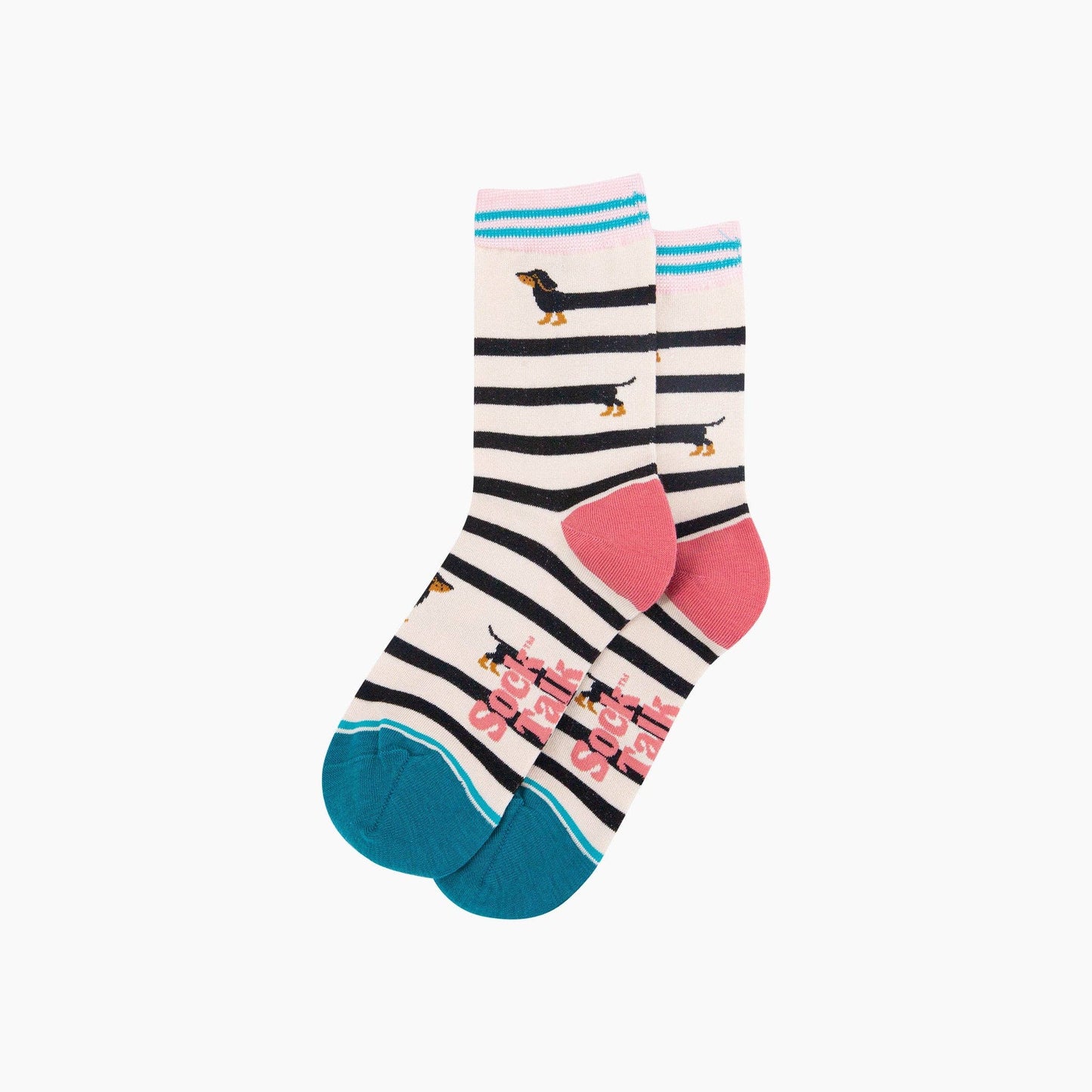 Winding Sausage Dog Bamboo Socks in Cream