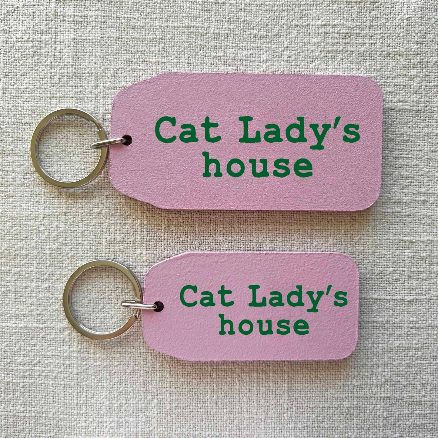 The Wooden Postcard Company - Cat Lady’s House - Wooden Key Tag