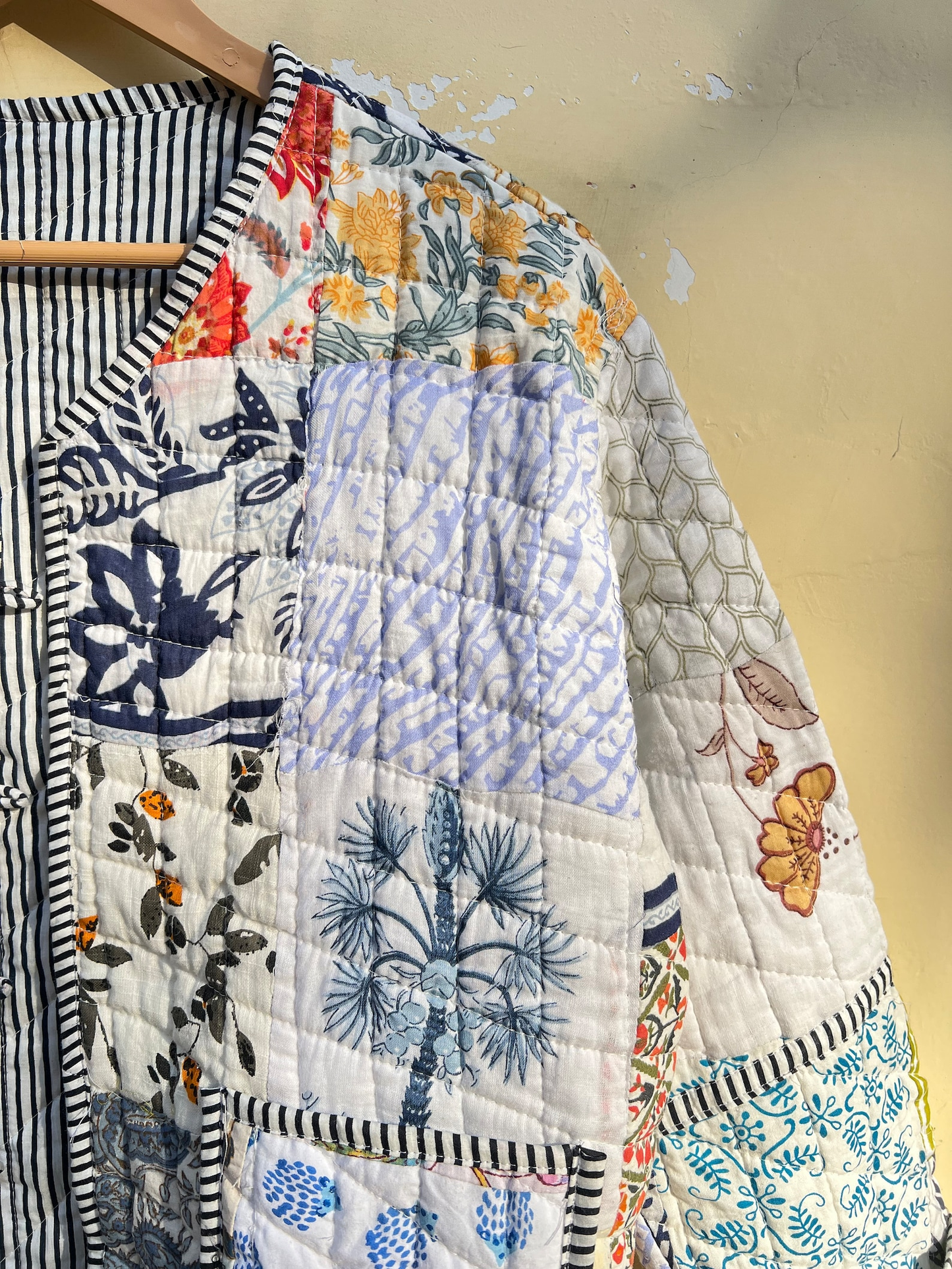 Reversible Quilted Cotton Patchwork Jacket - cream