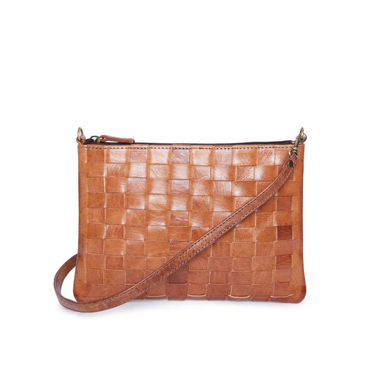Alex Woven Tan Leather Crossbody & Clutch Bag
