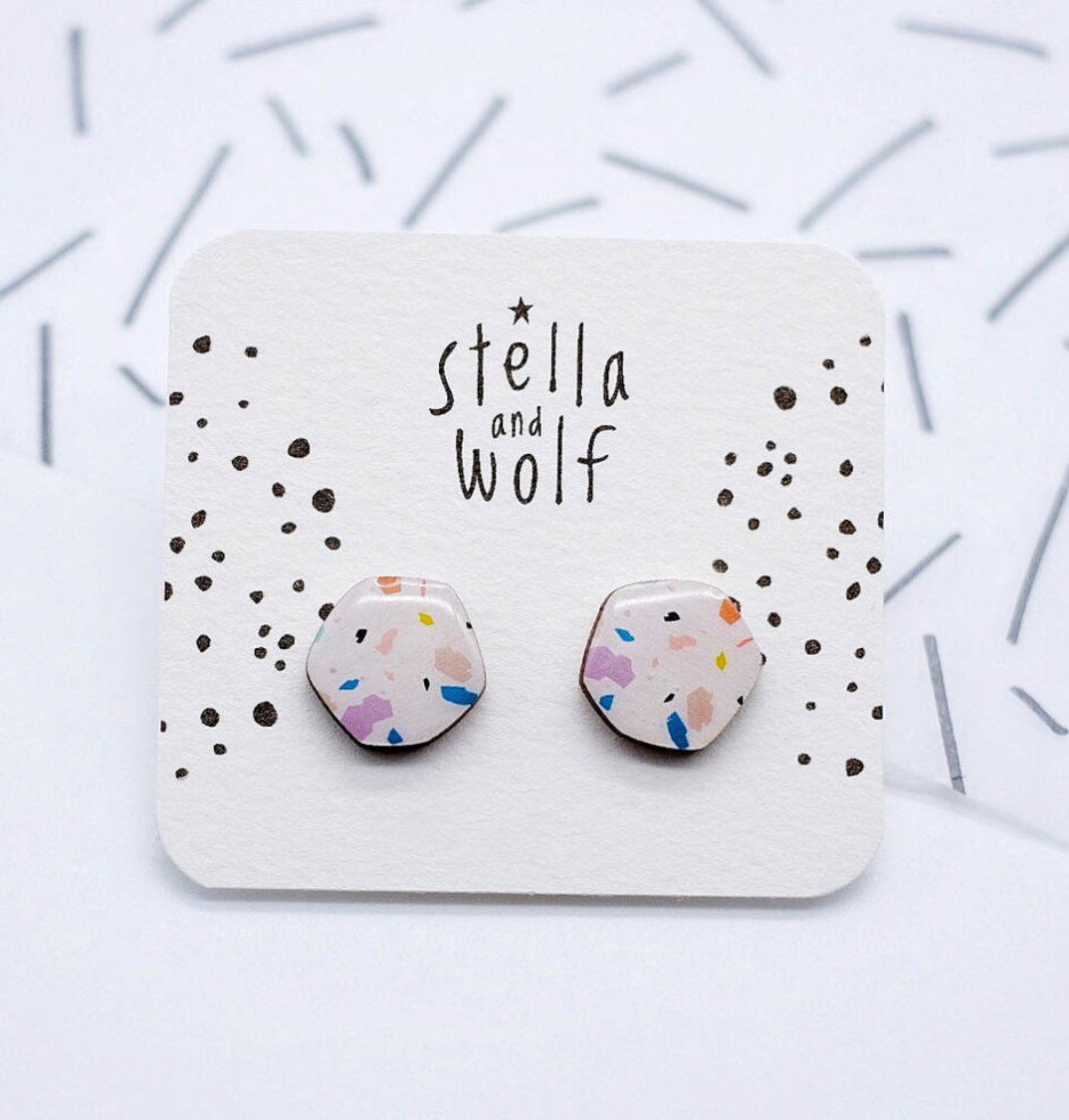 Stella and Wolf Terrazzo Stud Earrings