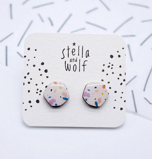 Stella and Wolf Terrazzo Stud Earrings