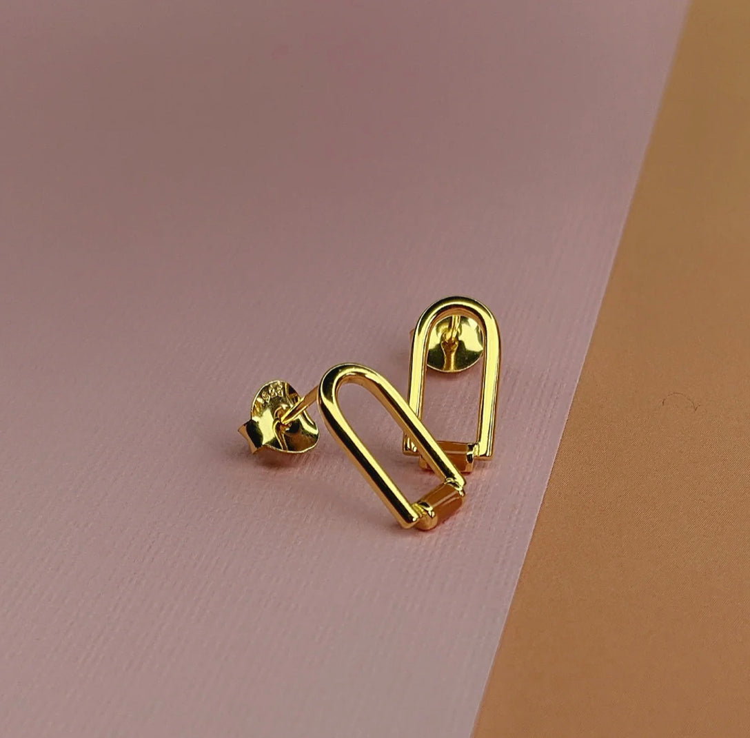 VURCHOO Gold Contemporary Enamel Arch Stud Earrings