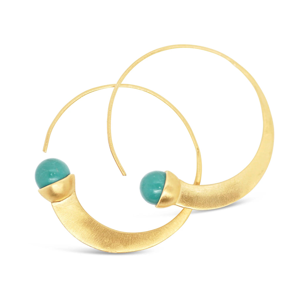 Turquoise Temptress Gem Bazaar Hoop Earrings