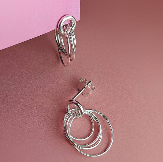 VURCHOO Silver Hoop Cluster Earrings