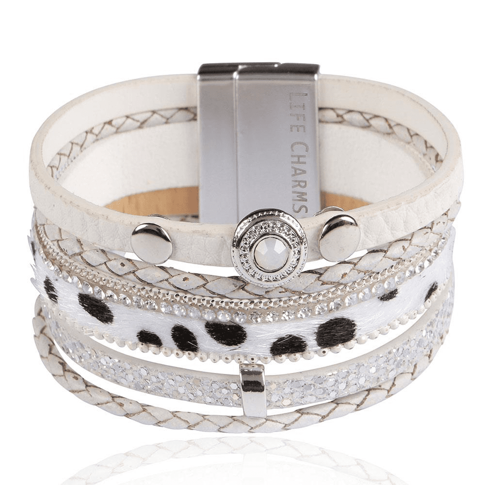 Life Charms Silver 5 Row Faux Fur Colour Wrap Bracelet