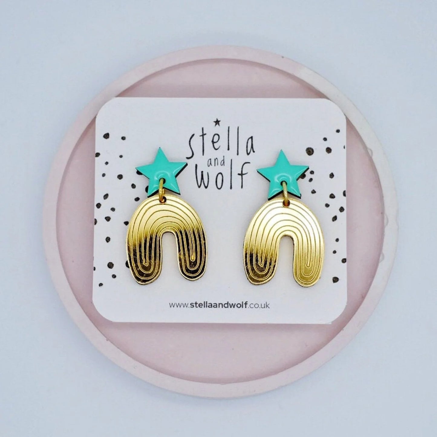 Stella and Wolf Star and Gold Rainbow Earrings