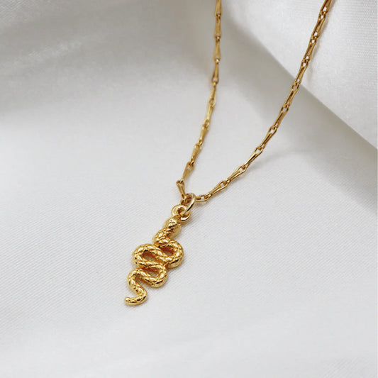 Saskia Lucy Snake Necklace in Gold