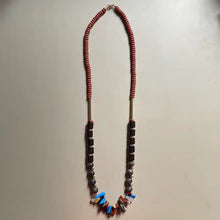 Gist Jewellery mixed beads with cadmium and nickel free alloy Matt gold plated tubes necklace