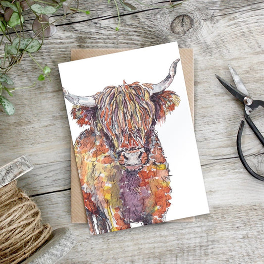 Toasted Crumpet - Highland Cow Card (Cello-Free)