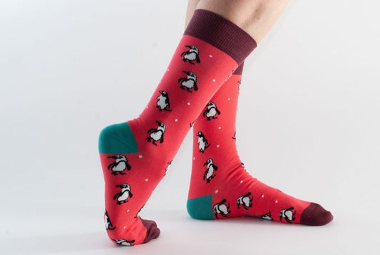 Doris & Dude red penguin socks